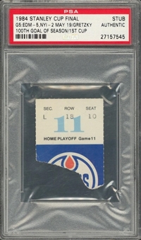 1984 Stanley Cup Finals Game 5 Ticket Stub - Gretzkys 100th Goal of the Season (PSA/DNA AUTH)